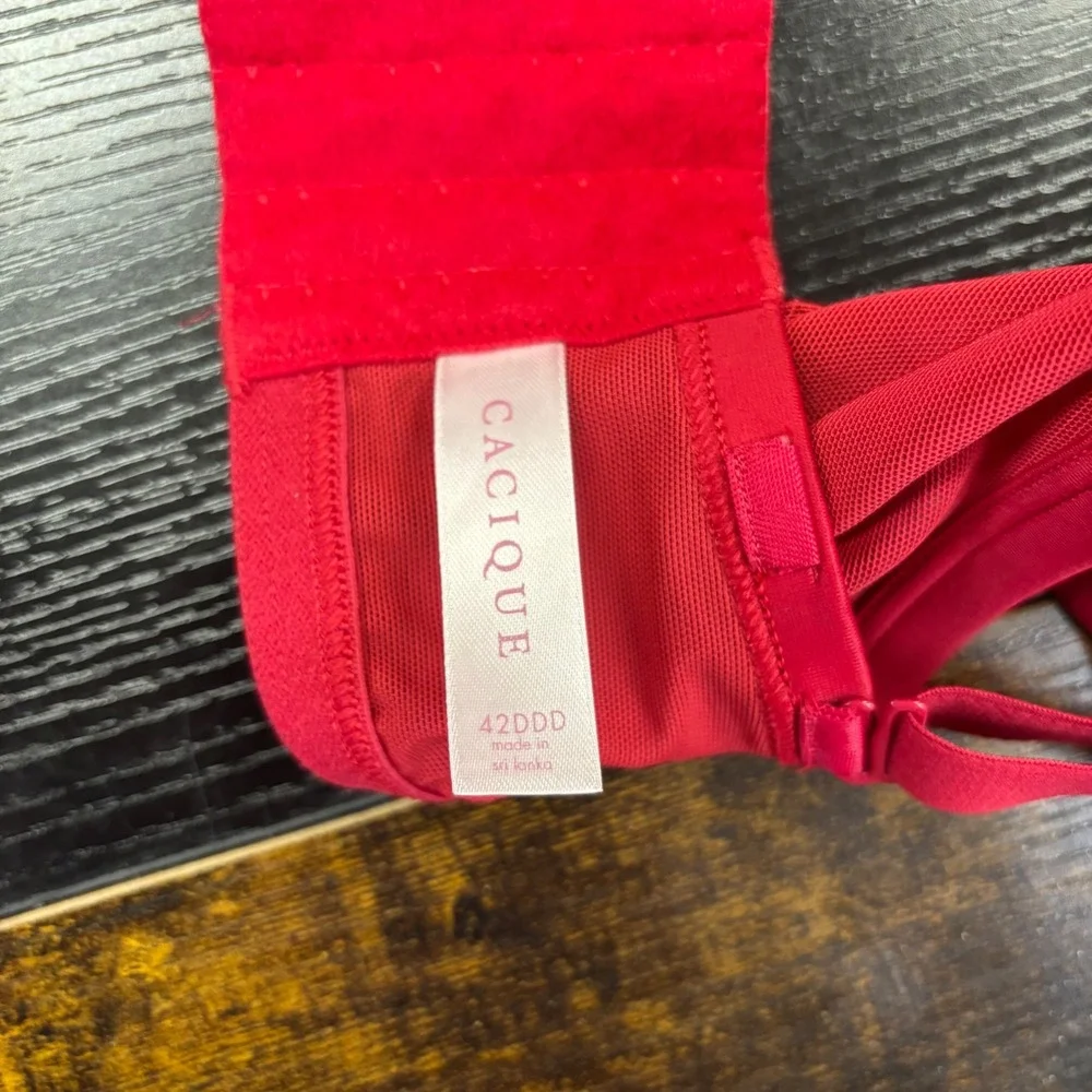 Women's Lane Bryant Cacique Red‎ Floral Lace Full Coverage Underwire Bra 42DDD